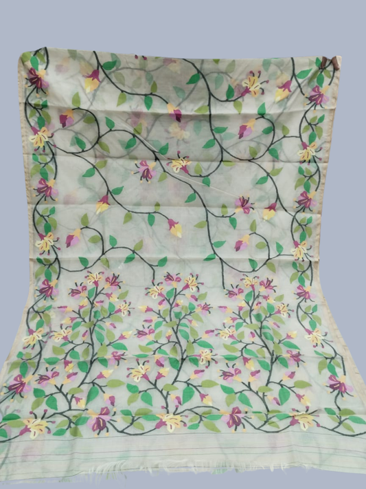 Handwoven Pure Handwoven Pure Muslin Saree  |  Warm Ivory