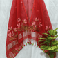 Muslin Jamdani 2-Piece Set Kurti & Dupatta (UNSTITCHED) - Red - 094