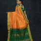 Pure Handloom Korvai Silk Cotton Saree in Sun Yellow Green Border with small buttas - 140
