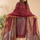 Cherry Red Linen X Linen 2-Piece Set Kurti & Dupatta (UNSTITCHED) - 009