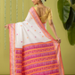 Handwoven Jamdani Muslin Saree | White and Red | All-over Buttas with All-over Jamdani weaves