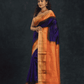 Pure Handloom Korvai Saree | Wine Purple and Orange Border | Temple Border