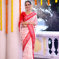 Cotton Linen Saree With Snow White - 114