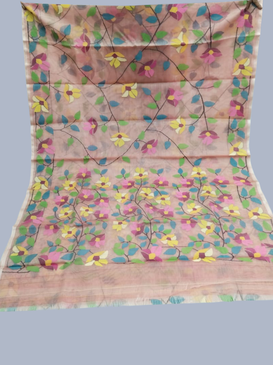 Handwoven Pure Handwoven Pure Muslin Saree  |  Baby Pink