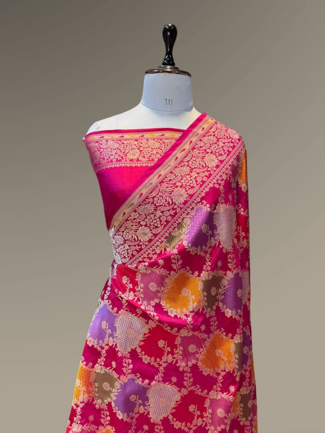 Pure Banarasi Exclusive Ektara Kora JAMDANI Tilfi saree | Fuchsia Pink