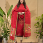 Apple Red Jamdani 2-Piece Set Kurti & Dupatta (UNSTITCHED) -703