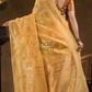 Floral woven design Silk blend Jacquard Saree | Golden Yellow