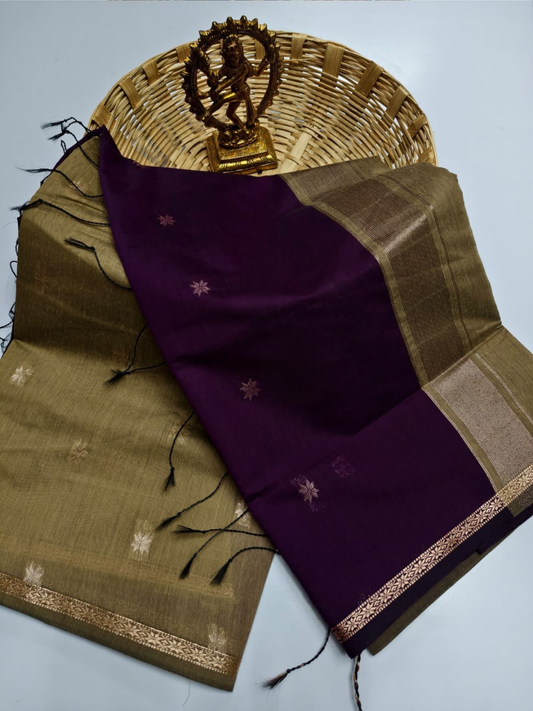 Maheshwari Silk Cotton Saree – Festive Elegance | Burgundy Plum