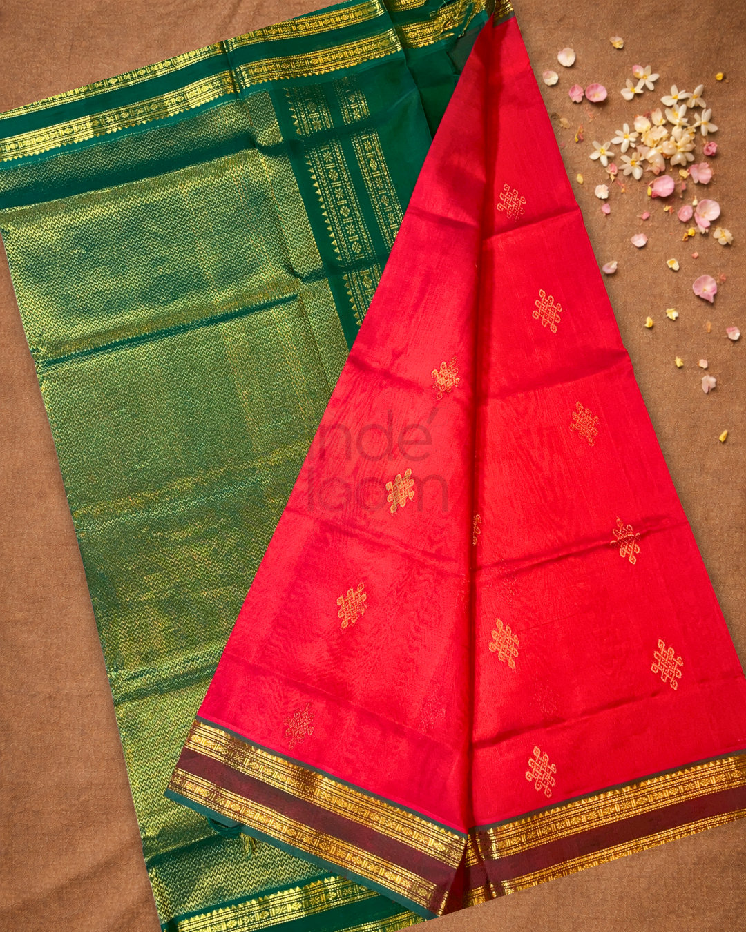 Handloom Korvai Silk Cotton Saree  |  Magenta Pink