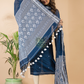 Navy Blue Muslin Cotton X Baluchari 2-Piece Set Kurti & Dupatta (UNSTITCHED) - 120