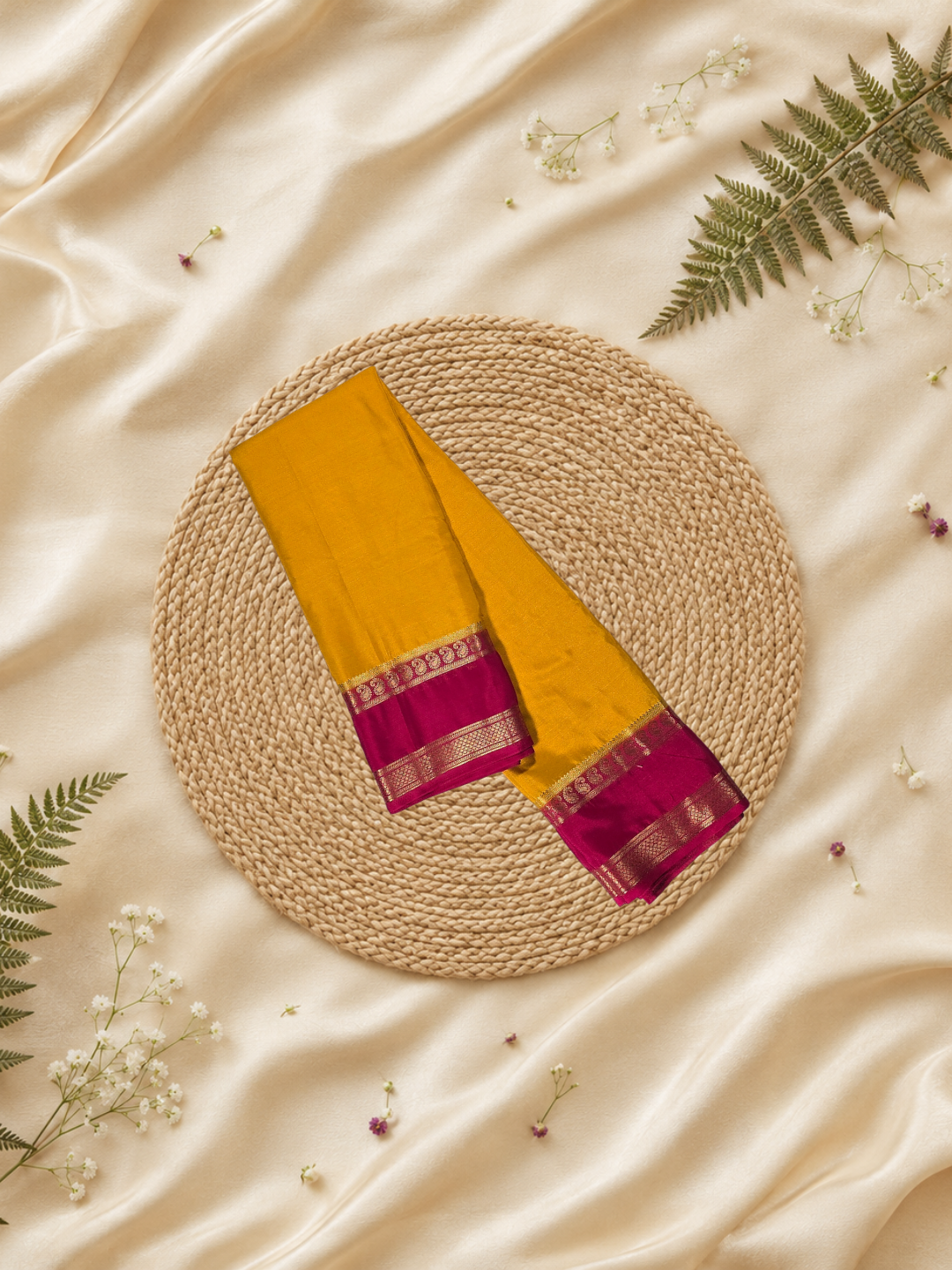 Mysore Silk Saree With Golden Yellow