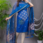 Indigo Blue Matka Jamdani 2-Piece Set Kurti & Dupatta (UNSTITCHED) - 109