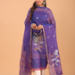 Violet Muslin Jamdani 2-Piece Set Kurti & Dupatta (UNSTITCHED) - 085