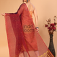 Pure Handloom Muslin Jamdani Dupatta With Wine Red - 012