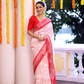 Cotton Linen Saree With Snow White - 114