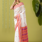 Handwoven Jamdani Muslin Saree | White and Red | All-over Buttas with All-over Jamdani weaves