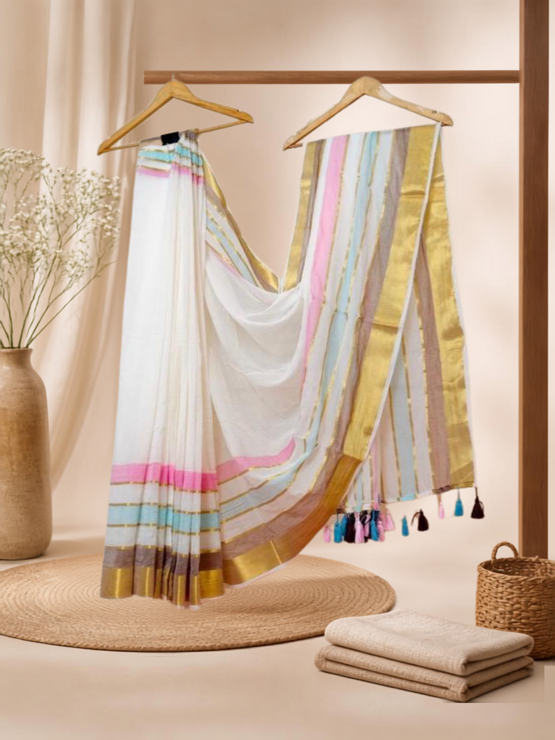 Pure Handloom Mul Cotton Saree |  Pure White