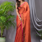 Tissue Silk Saree With Bright Orange - 014