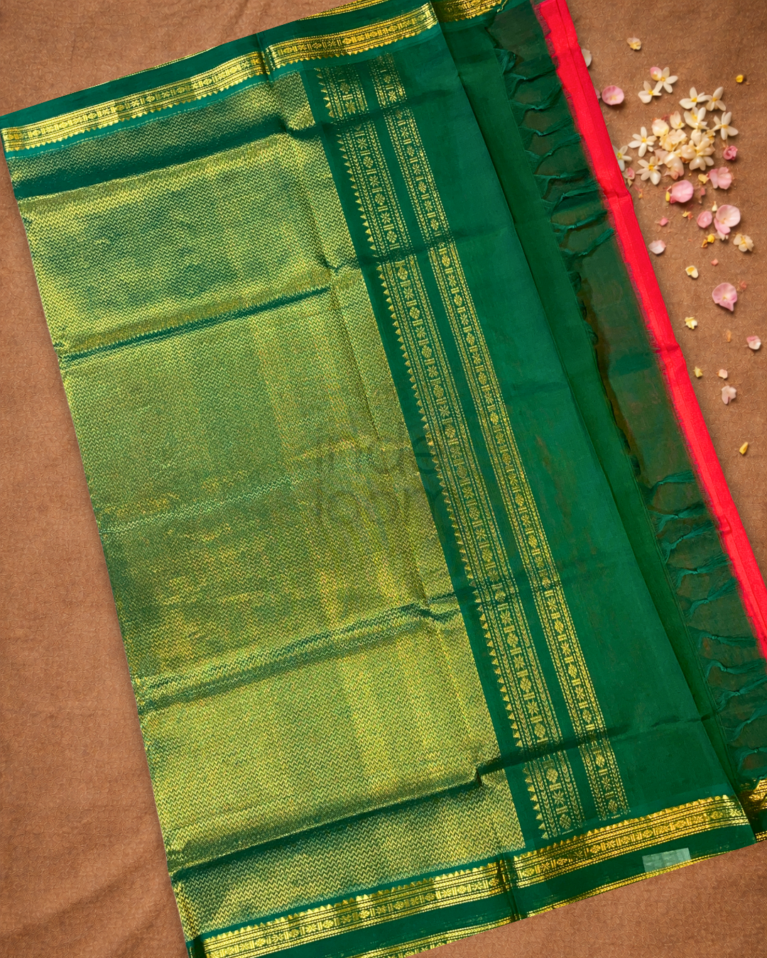 Handloom Korvai Silk Cotton Saree  |  Magenta Pink