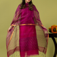 Handwoven Jamdani Muslin Unstitched 2-piece Kurti | Fuchsia Pink