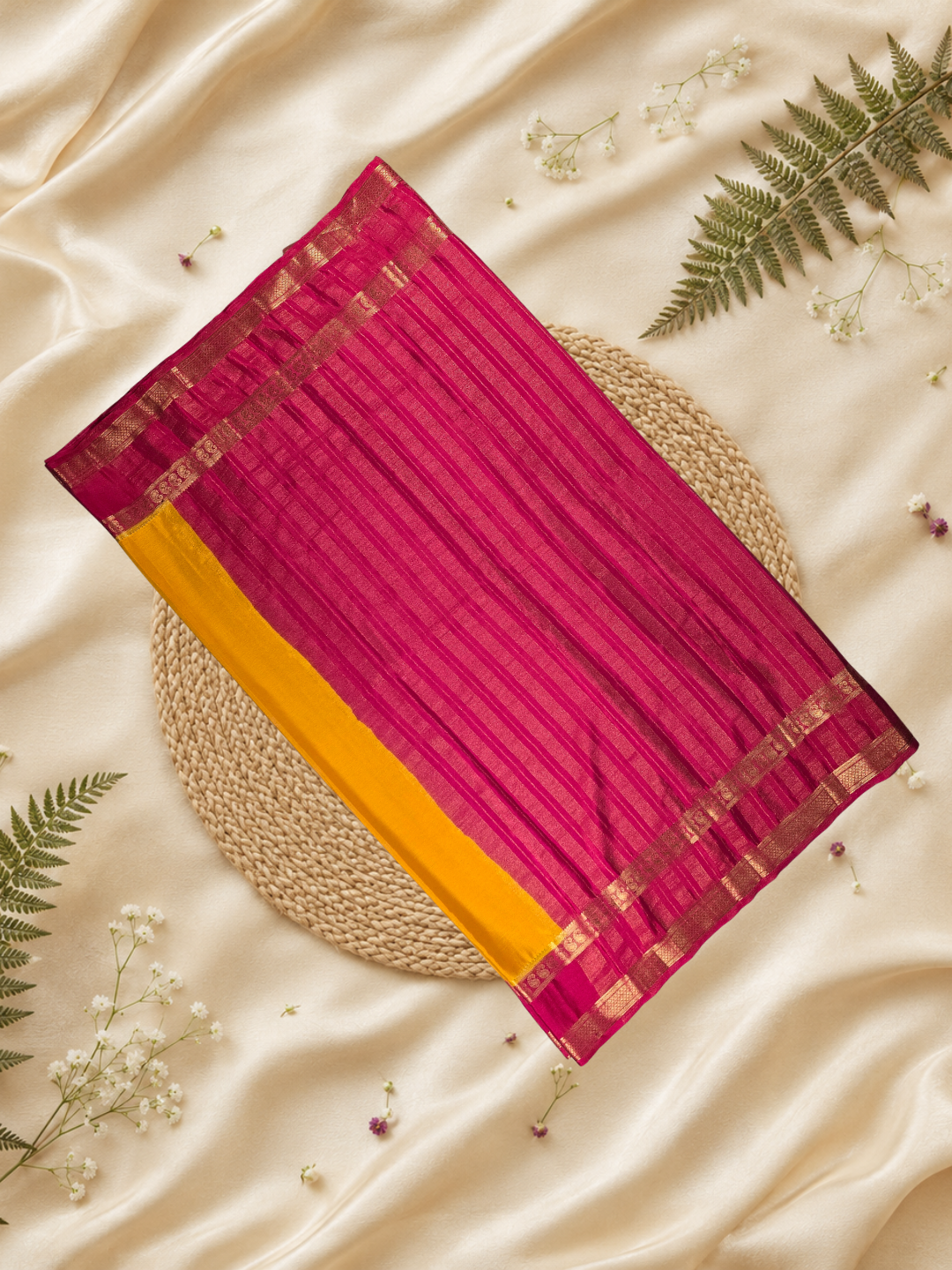 Mysore Silk Saree With Golden Yellow