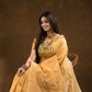 Floral woven design Silk blend Jacquard Saree | Golden Yellow
