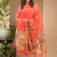 Pumpkin Orange Jamdani 2-Piece Set Kurti & Dupatta (UNSTITCHED) -666