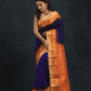 Pure Handloom Korvai Saree | Wine Purple and Orange Border | Temple Border