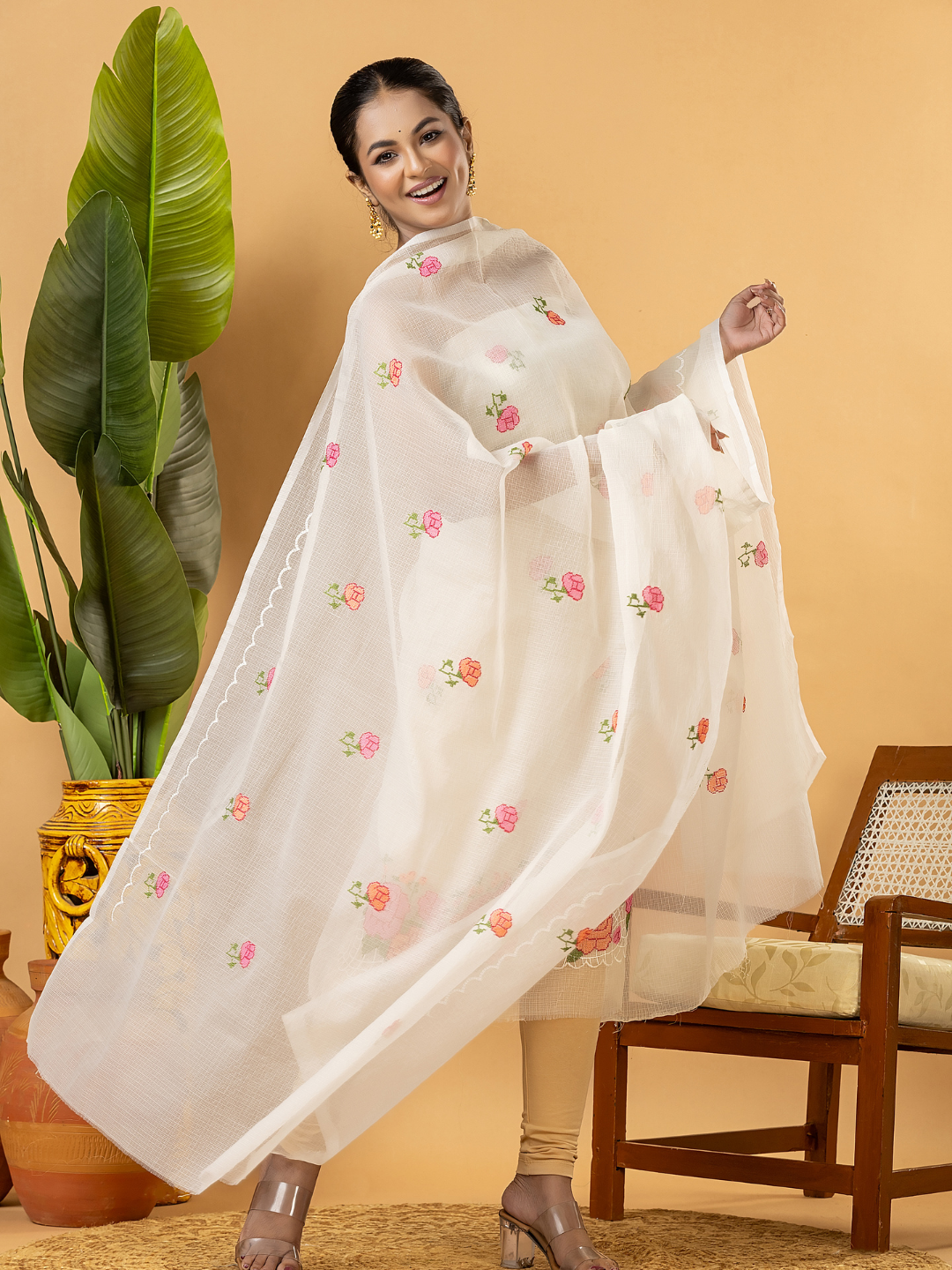 Classic Kota Doria Cotton Unstitched 2-Piece Kurti | Off-White
