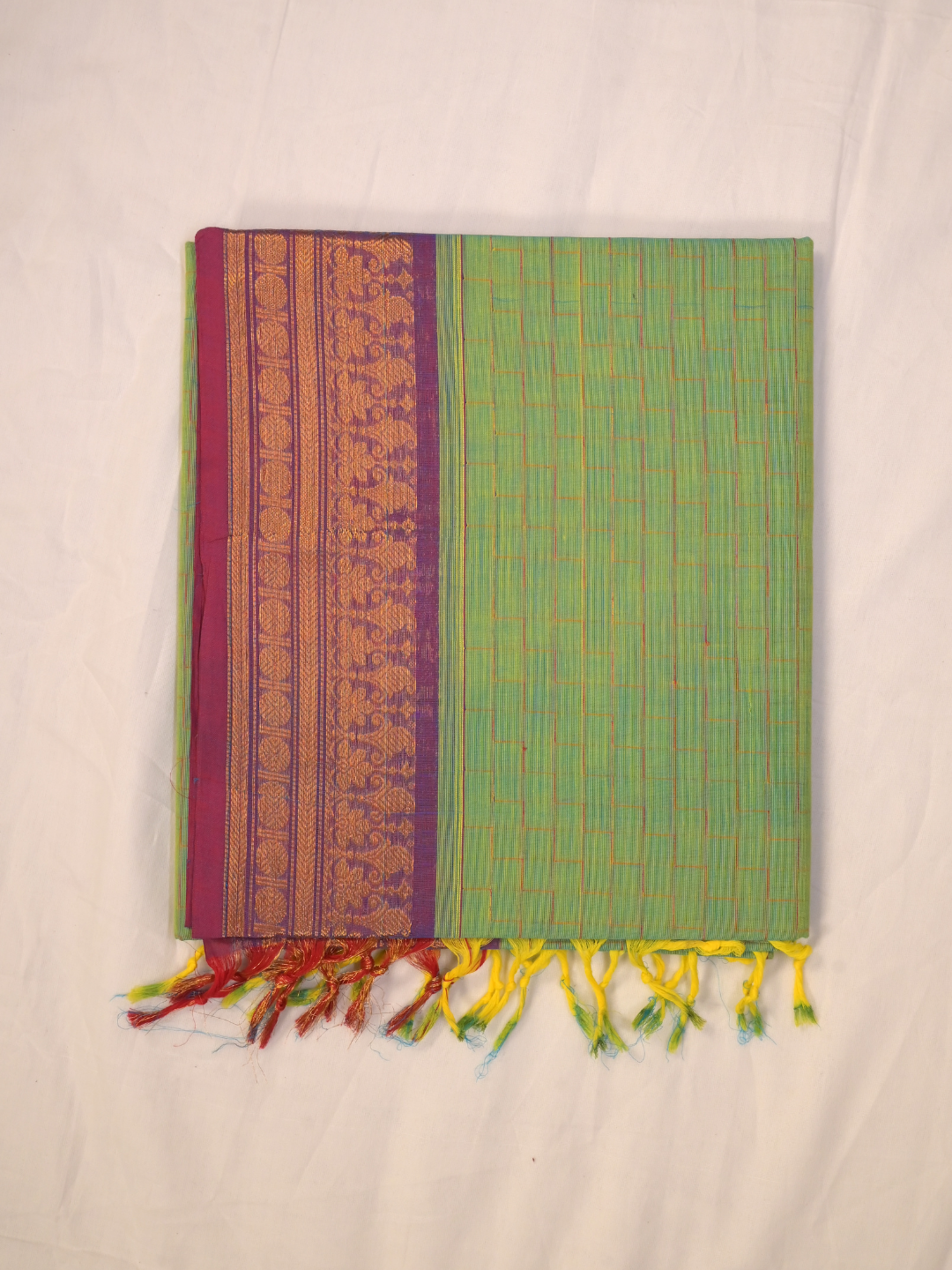 Kanchi Cotton|Aqua Green & purple