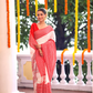 Cotton Linen Saree With Powder White - 115