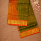 Handloom Korvai Silk Cotton Saree  |  Moss Green