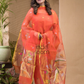 Pumpkin Orange Jamdani 2-Piece Set Kurti & Dupatta (UNSTITCHED) -666