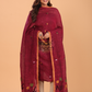 Blood Red Linen Jamdani 2-Piece Set Kurti & Dupatta (UNSTITCHED) - 078