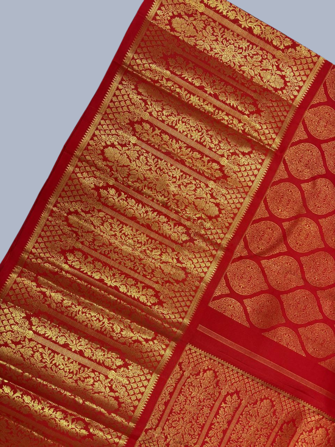 Handwoven Pure Gadwal Silk Saree  |  Brick Red