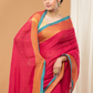 Linen Sequin Jamdani Saree With Rose Red -006