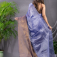 Tissue Silk Saree With Pigeon Blue - 015