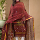 Blood Red Pure Linen Suit 2-Piece Set Kurti & Dupatta (UNSTITCHED) -619