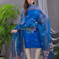 Indigo Blue Matka Jamdani 2-Piece Set Kurti & Dupatta (UNSTITCHED) - 109