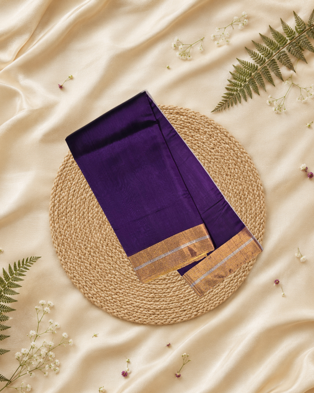 Chanderi Silk Saree With Wine Purple