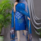 Indigo Blue Matka Jamdani 2-Piece Set Kurti & Dupatta (UNSTITCHED) - 109