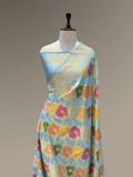 Pure Banarasi Exclusive Ektara Kora JAMDANI Tilfi saree  | Powder Blue