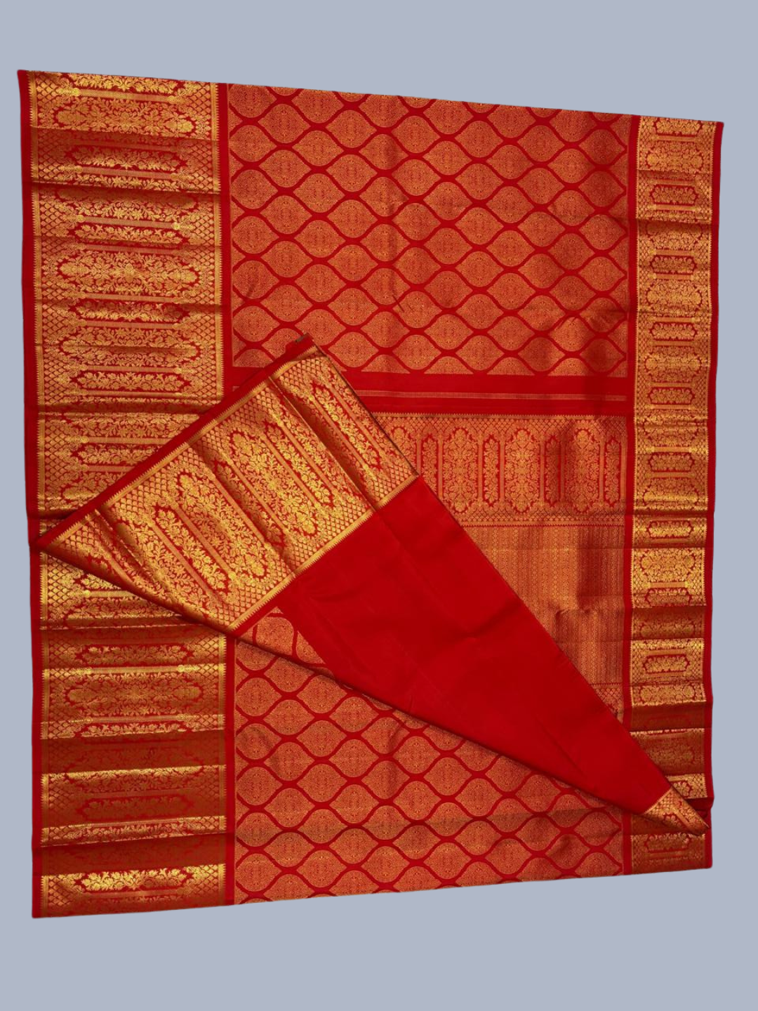 Handwoven Pure Gadwal Silk Saree  |  Brick Red