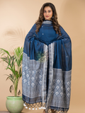 Navy Blue Muslin Cotton X Baluchari 2-Piece Set Kurti & Dupatta (UNSTITCHED) - 120