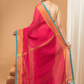 Linen Sequin Jamdani Saree With Rose Red -006
