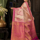 Raktika - Pink-hued silk with mayura chakra design