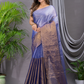 Tissue Silk Saree With Pigeon Blue - 015