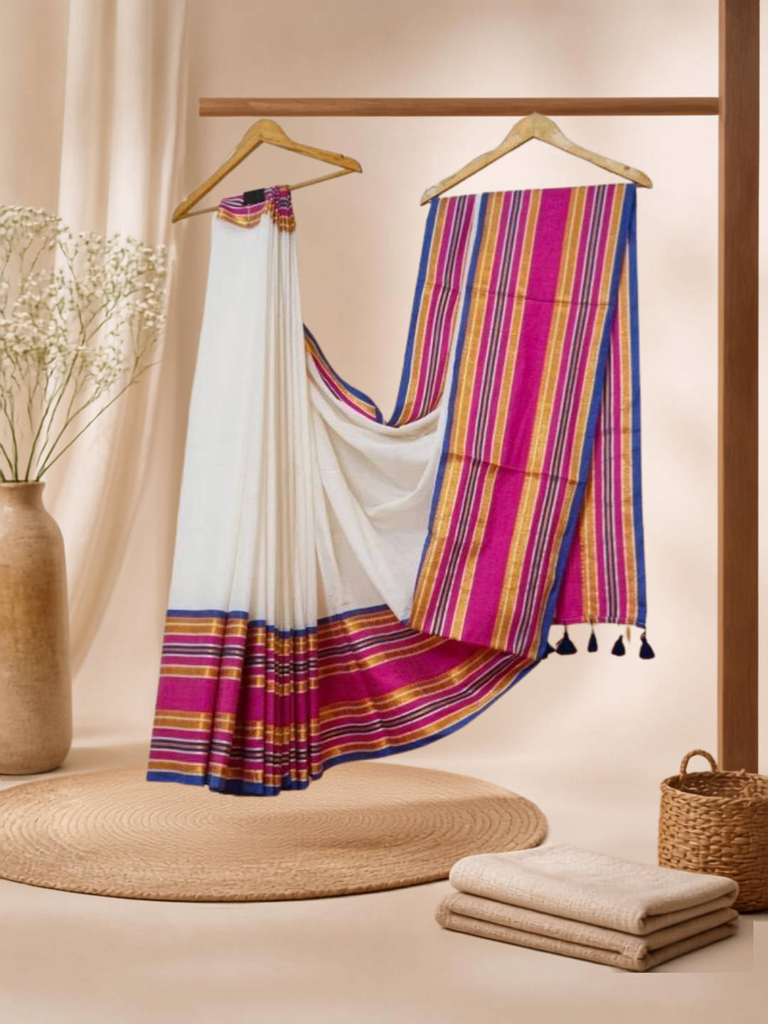 Pure Handloom Mul Cotton Saree |  Snow White