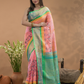 Rose Pink  Pure Handloom Korvai Silk Cotton Saree -186