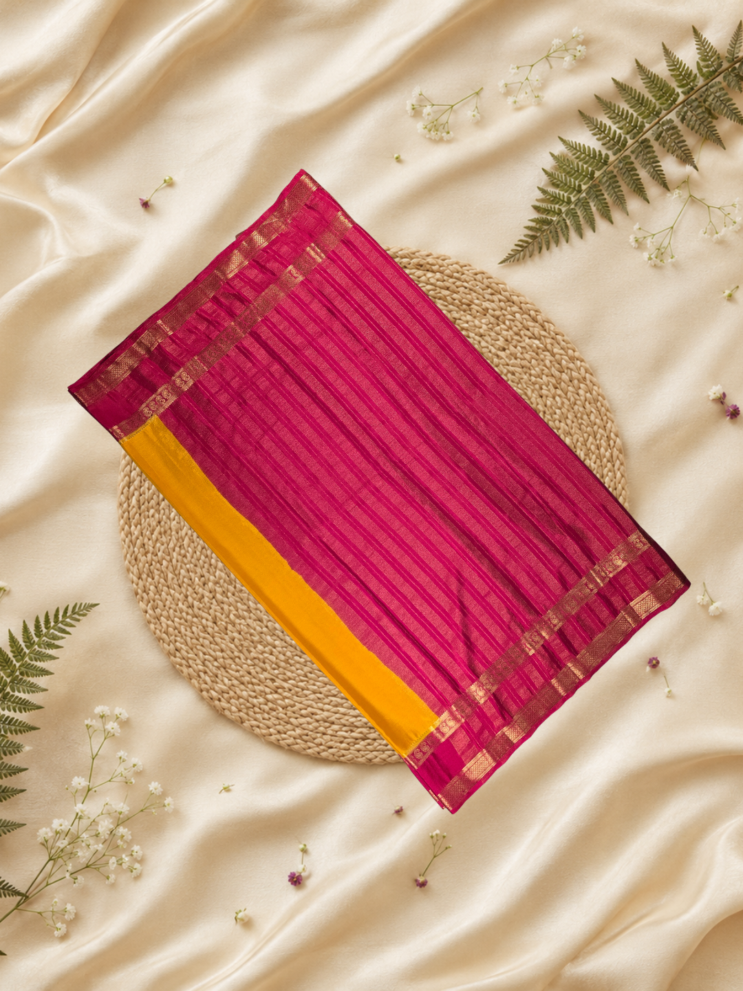 Mysore Silk Saree With Golden Yellow